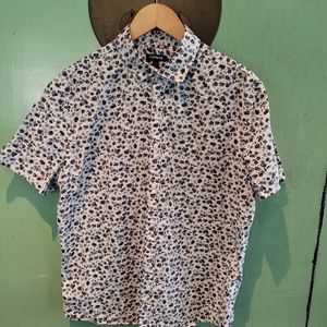 Men's blue flower print button down Express shirt
